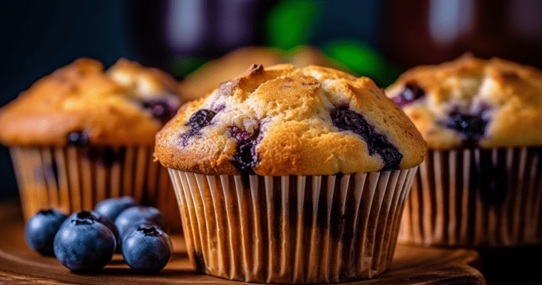 Fluffy blueberry and lemon muffins