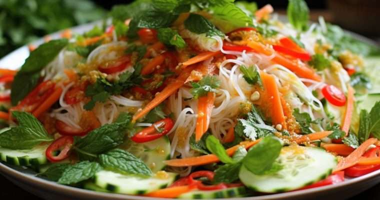 Fresh rice noodle Vietnamese salad recipe