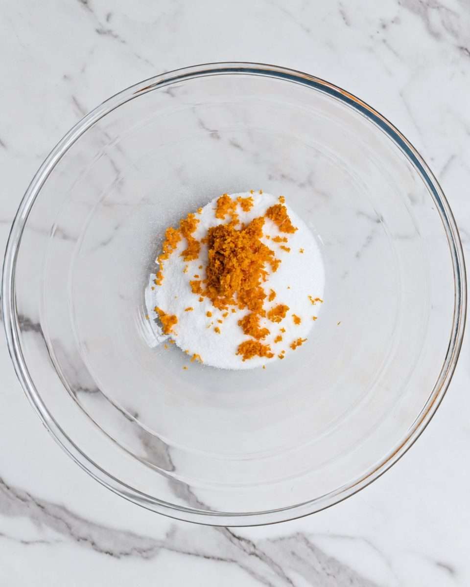 Caster sugar and orange zest for fragrant orange yoghurt cake